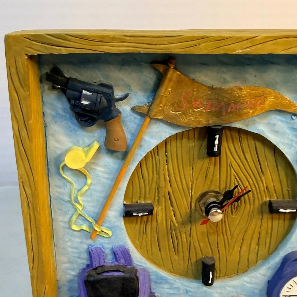 Vintage Swimming Theme 3D Resin Shadow Box Desk Clock Swim Coach Gift Decor